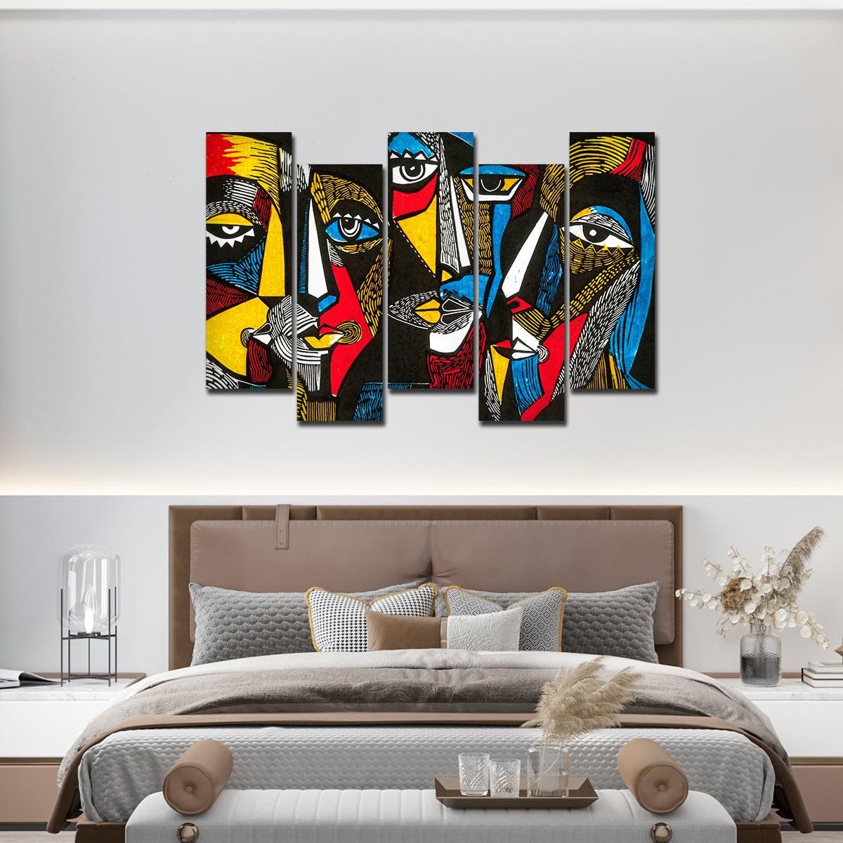 Premium Abstract Faces Bedroom Wall Painting