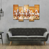 Seven Running Horses Wall Painting Canvas Painting Premium 5 Pieces