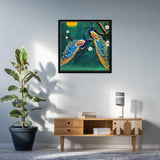 Pair of Peacock Floating Canvas Wall Painting Frame