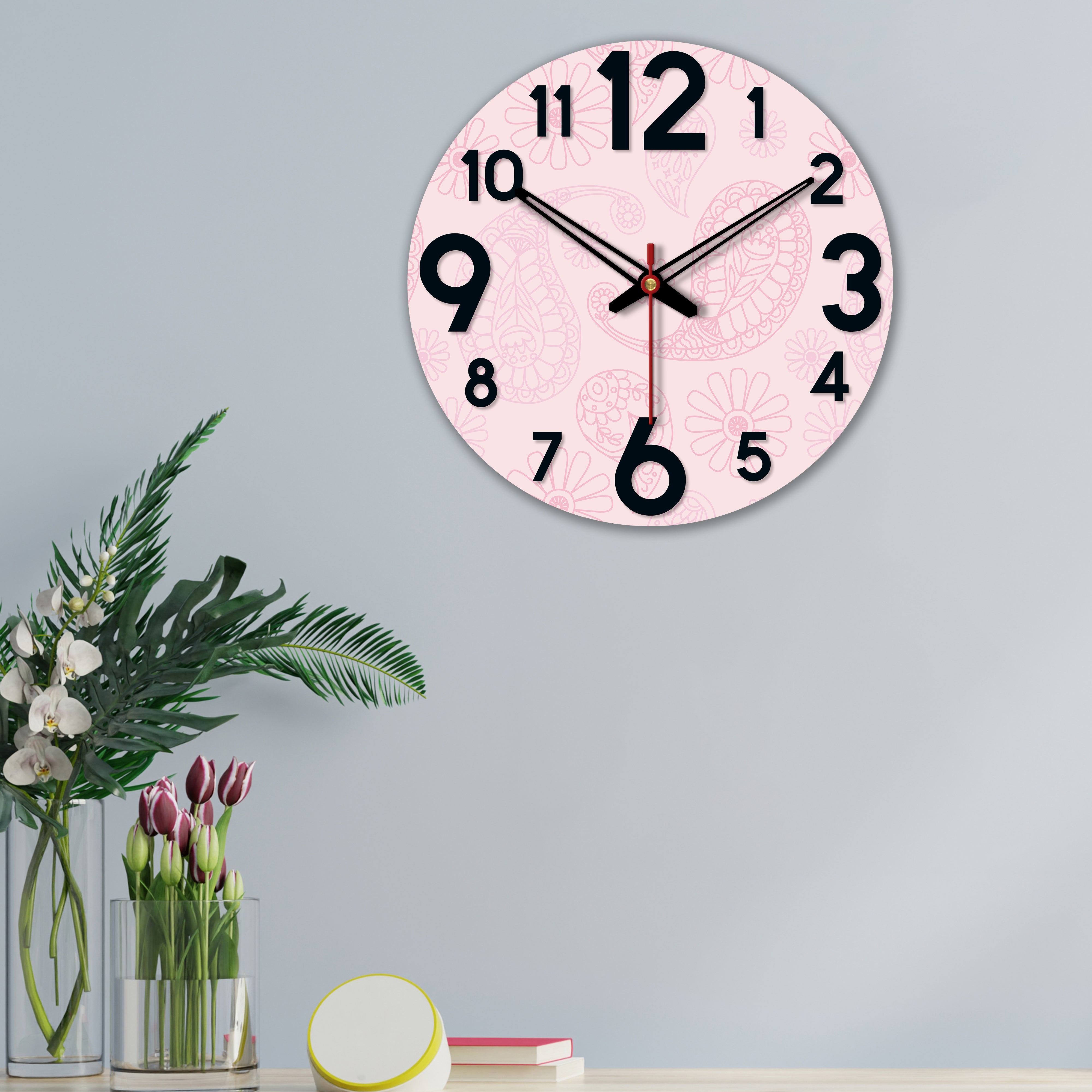 Paisley Pattern Wooden Wall Clock