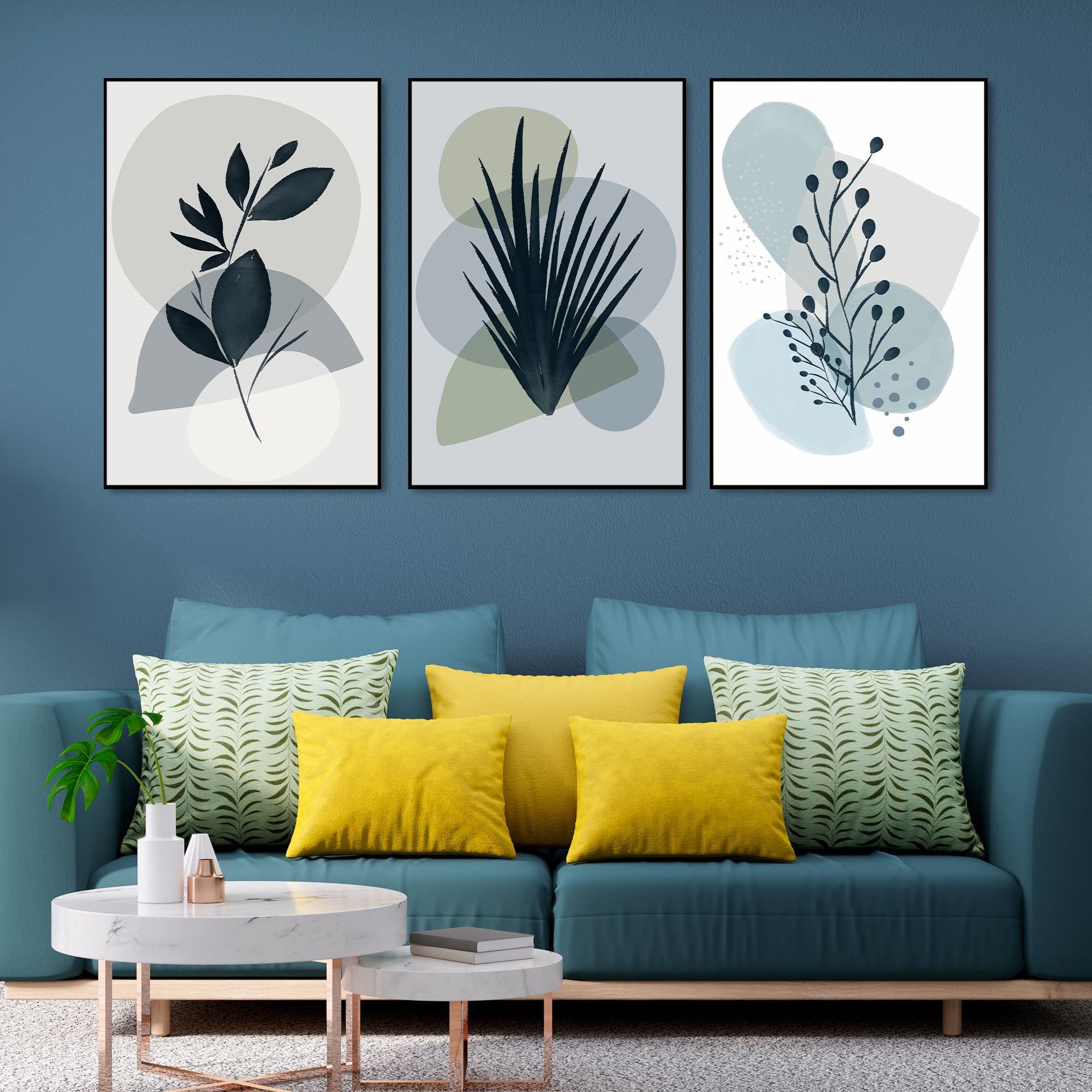 Plants Floating Canvas Wall Painting Set of Three