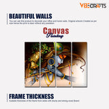 Playing Flute Krishna Canvas Wall Painting Four Pieces Set