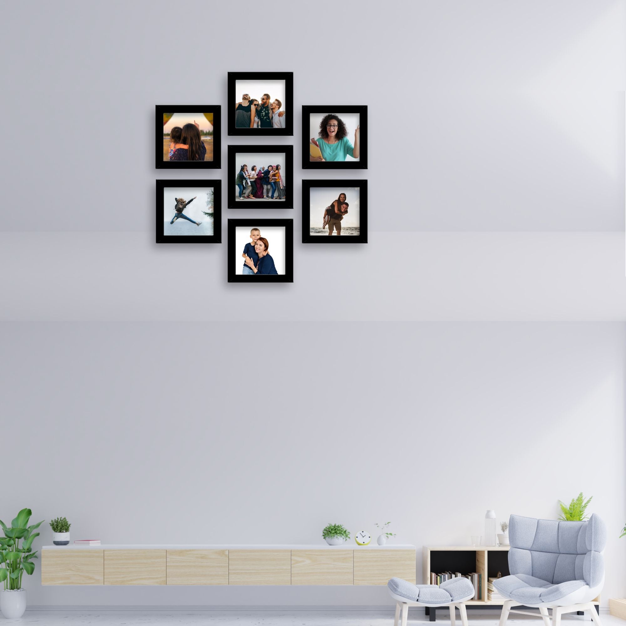 Premium Wall Hanging Square Photo Frame Set of Seven