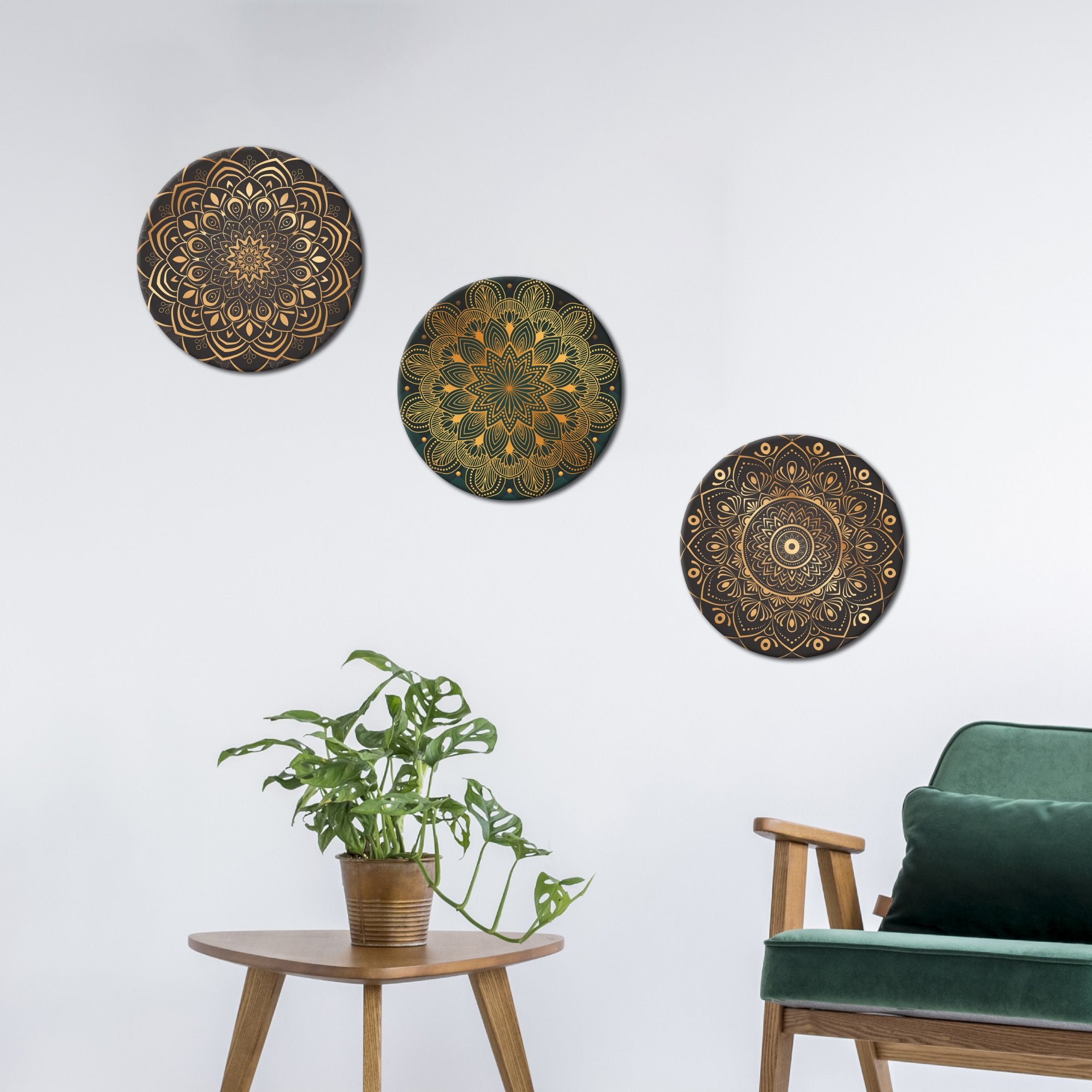 Premium Pattern of Mandala Design 3 Pieces Round Painting