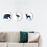 Round Shape Canvas Wall Painting of Wild Animals 3 Pieces