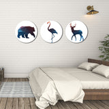  Shape Canvas Wall Painting of Wild Animals 3 Pieces