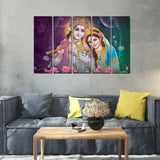 Radha Krishna Canvas Religious Wall Painting Set of Five