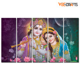 Radha Krishna Canvas Religious Wall Painting Set of Five