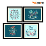 Rise and Shine Quotes Decorative Wall Hanging Frame Set of Four