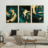 Rose Abstract Line Art Floating Canvas Wall Painting Set of Three