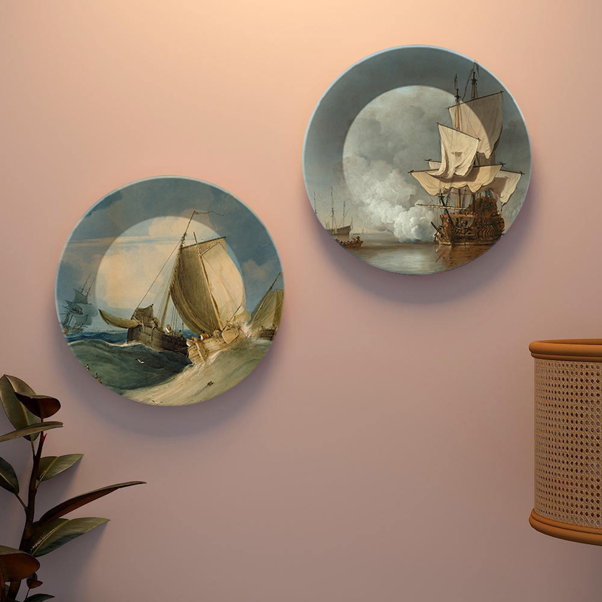  Ceramic Wall Hanging Plates of Two Pieces