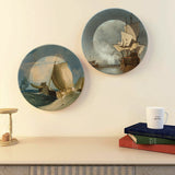 Sailing Ships Ceramic Wall Hanging Plates of Two Pieces