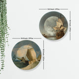 Sailing Ships Ceramic Wall Hanging Plates of Two Pieces