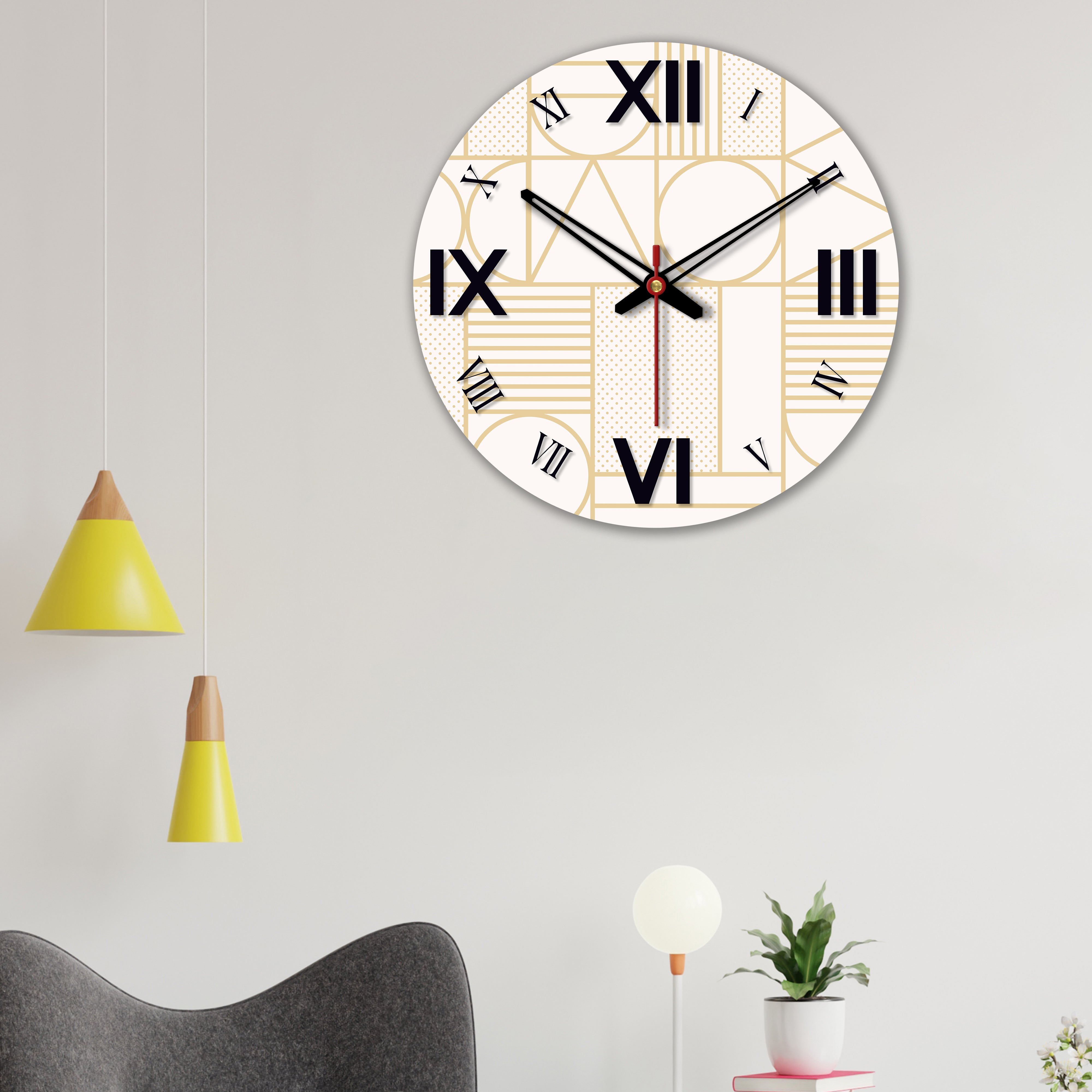Shapes Printed Wooden Wall Clock