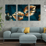 Shiny Golden Leaves Floating Canvas Wall Painting 