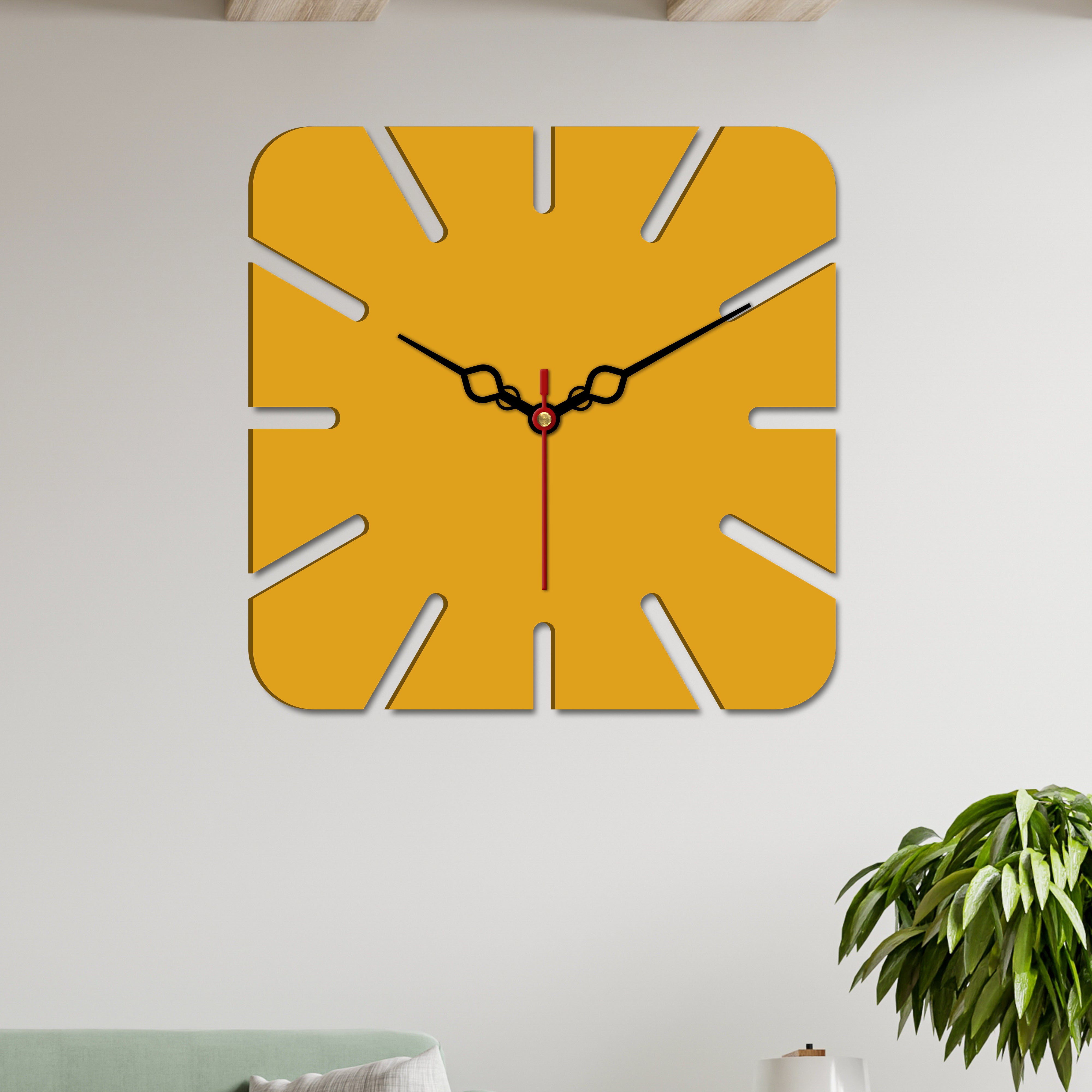 Square Shape Modern Style Wooden Wall Clock
