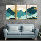 Sunrise Abstract Floating Canvas Wall Painting Set of Three