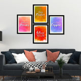 Think Positive Quotes Premium Wall Frame Set of Four