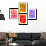 Think Positive Quotes Premium Wall Frame Set of Four
