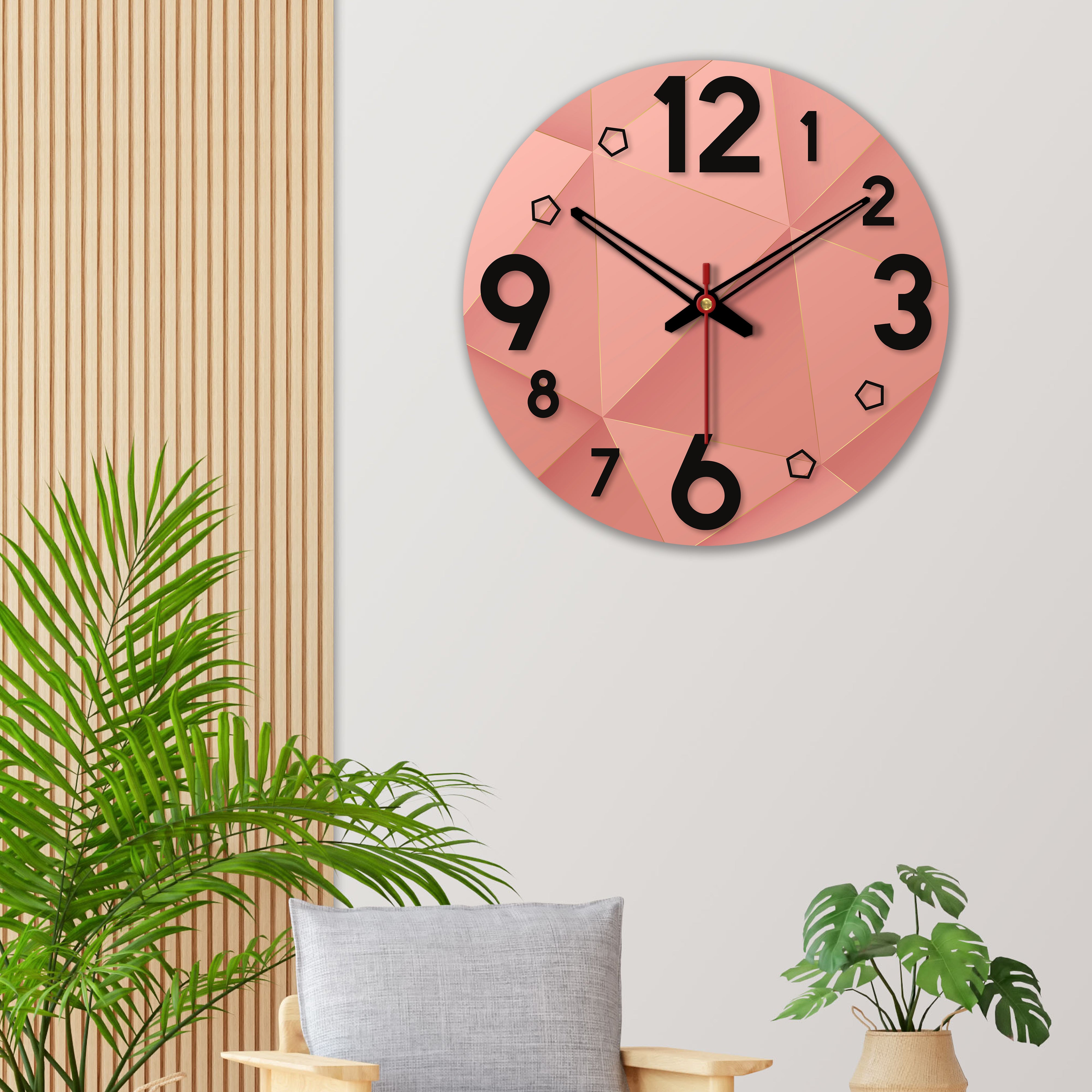 Three D Abstract Shapes Wooden Wall Clock
