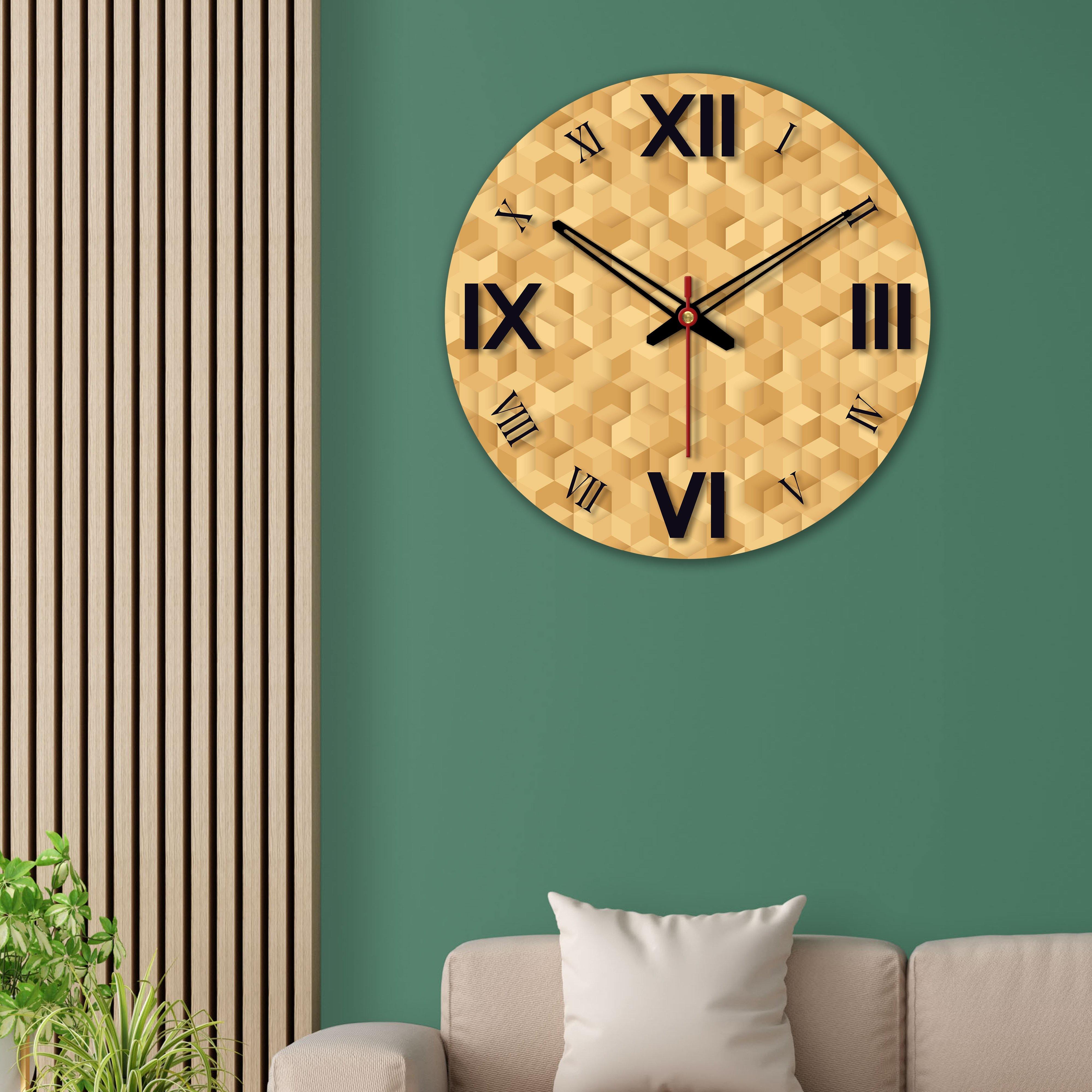 Three D Cubes Printed Wooden Wall Clock