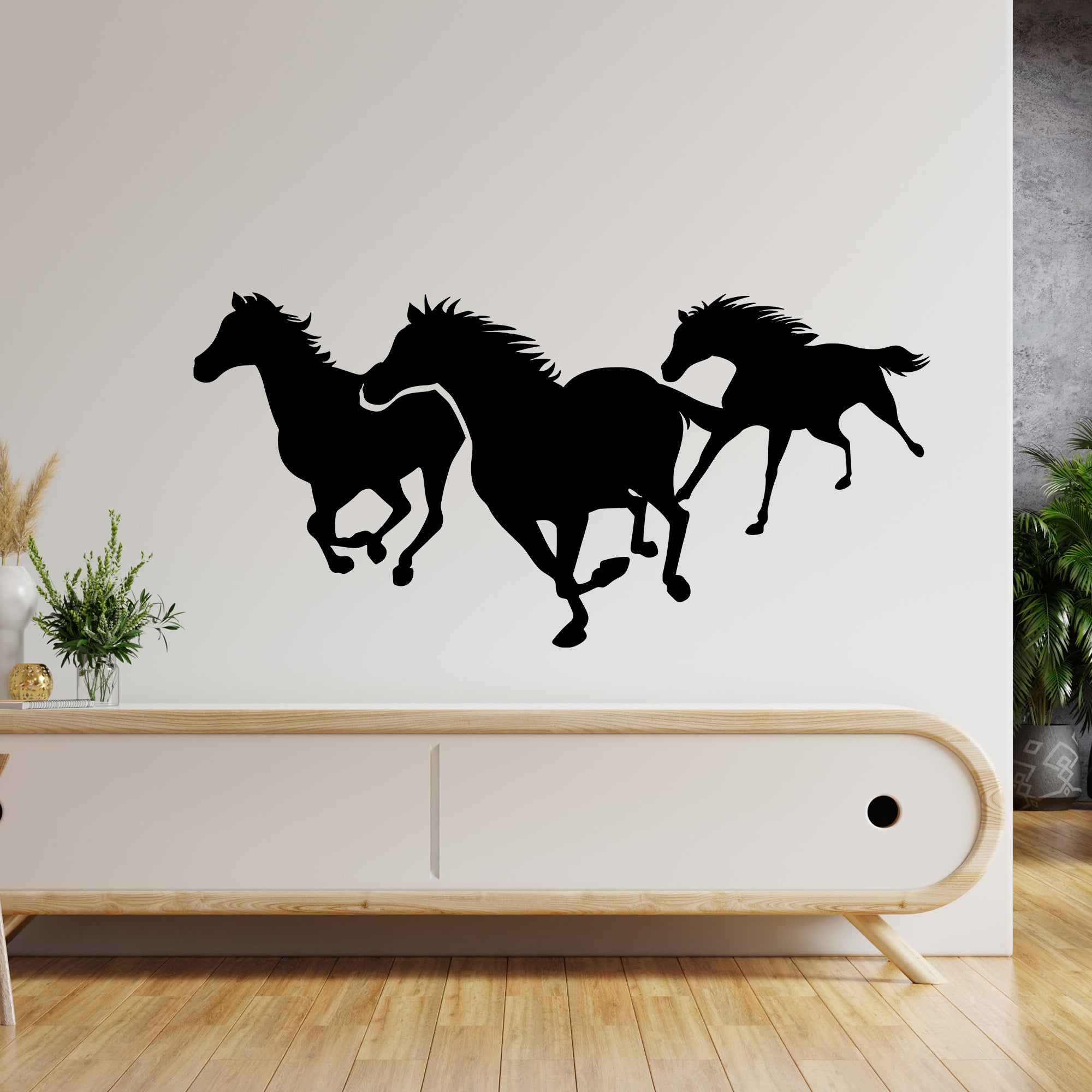 Three Horses Running Premium Quality Wall Sticker