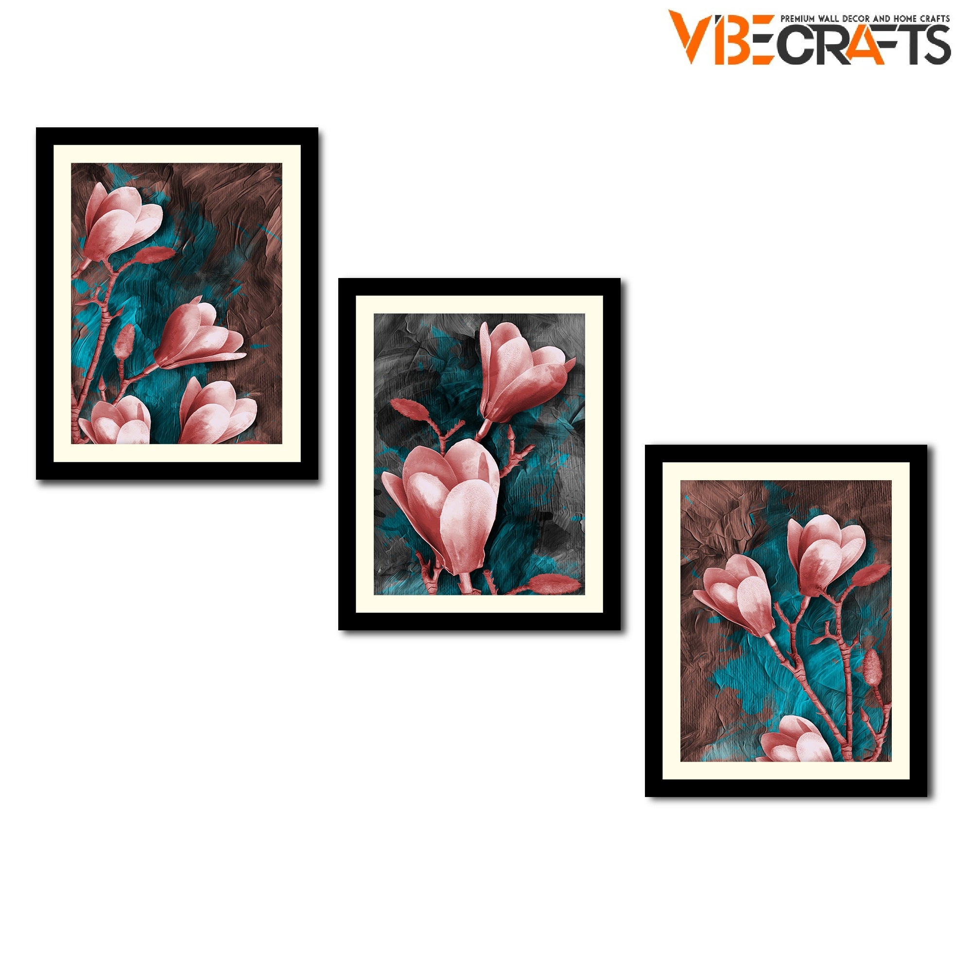Tulips Flower Decorative Wall Frames Set of Three