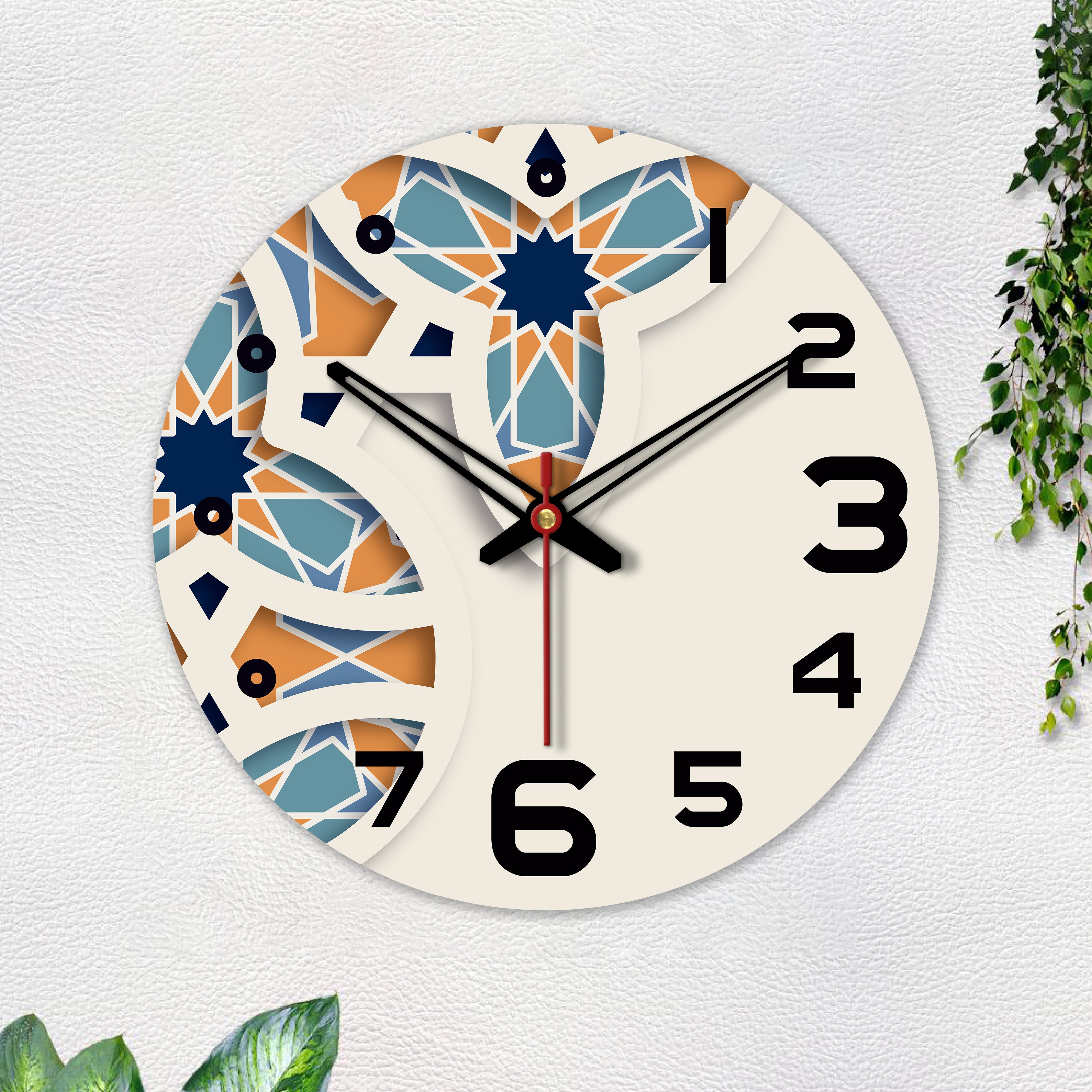 Unique Pattern Printed Wooden Wall Clock