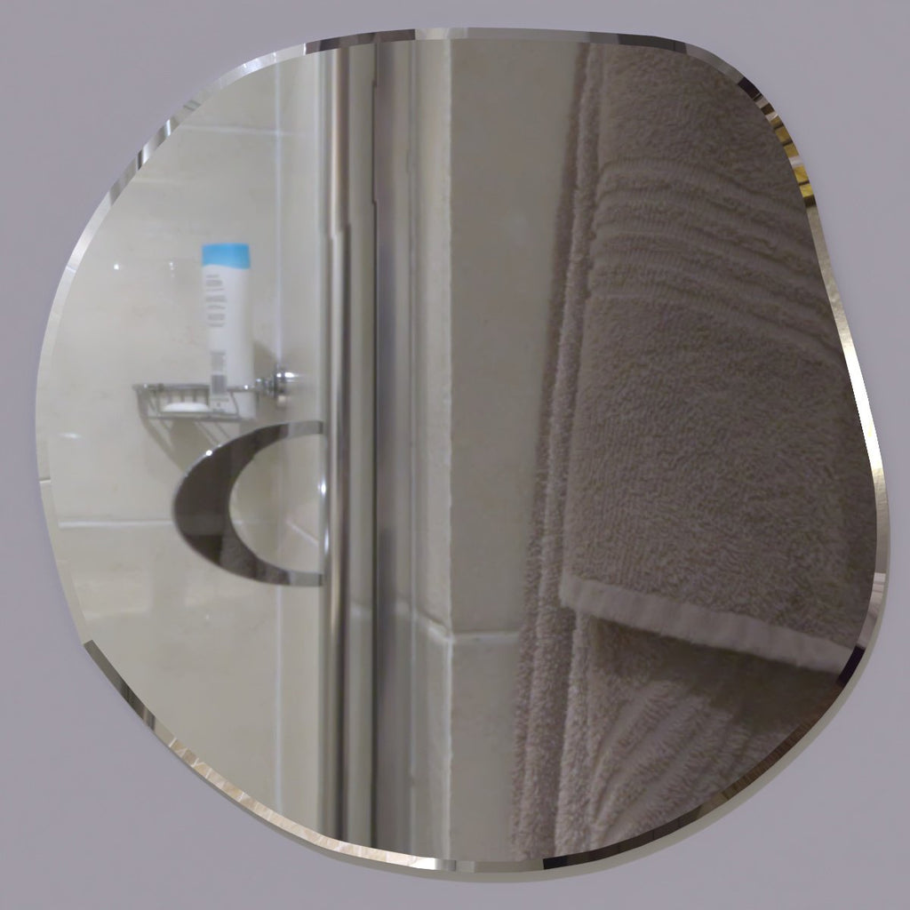 Frameless Beveled Asymmetrical Bathroom Wall Mirror