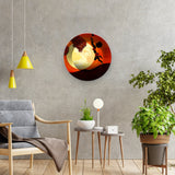 Ceramic Hanging Wall Plate Painting of Girl Catching Bird Moon in Background