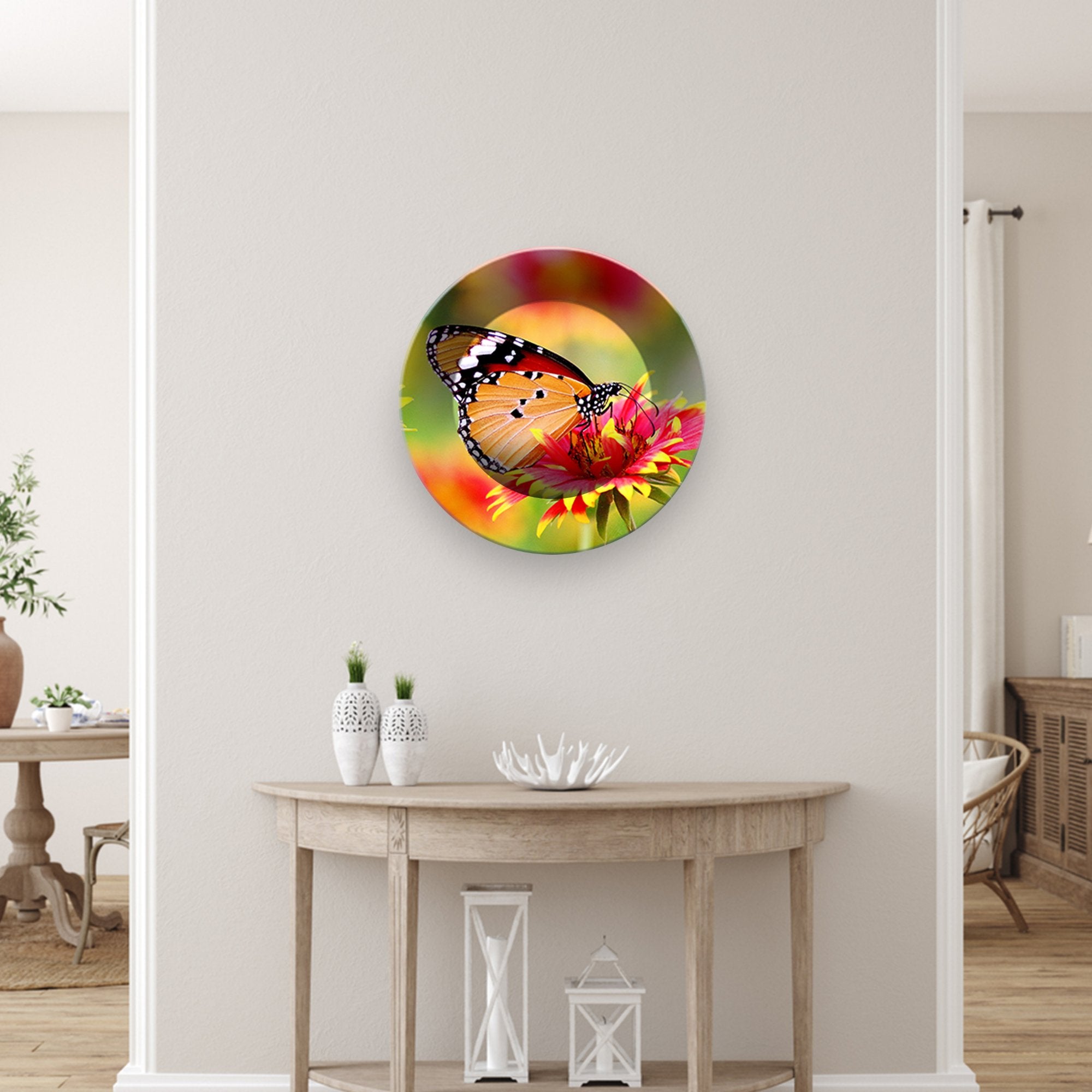 Beautiful Butterfly Ceramic Wall Plate Painting - Vibecrafts