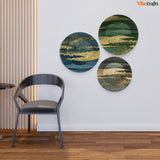 Wall Plates Painting of Beautiful Golden Landscape Set of Three