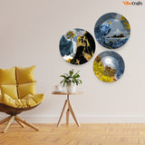 Golden Abstract Mountain Scenery Painting Wall Plates Set of 3