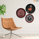 Decorative Wall Plates Painting 3 Pieces of Indian Warli Art