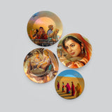 Traditional Rajasthani Women Culture Art Wall Plates Set of Four