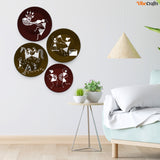  Wall Plates Painting 4 Pieces of Indian Warli Art