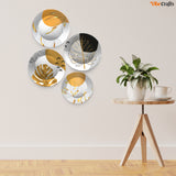 Golden Leaves Art Wall Plates Painting Set of Four