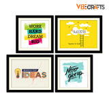 Work Hard Motivational Quotes Wall Hanging Frame Set of Four