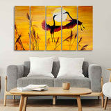 Beautiful Pair of Cranes Flying 5 Pieces of Premium Wall Painting