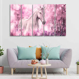 Beautiful White Horse Canvas Wall Painting Set of Five