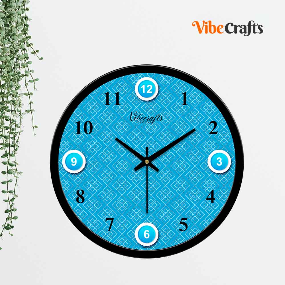 Blue and Chrome Pointed Designer Wall Clock For Living Office