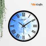 Blue and White Abstract Pattern Designer Wall Clock