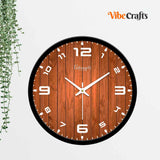 Brown Wooden Texture Designer Wall Clock For Living Roomc