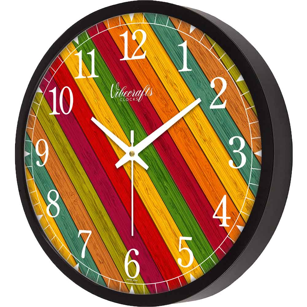 Colorful Wooden Texture Wall Clock