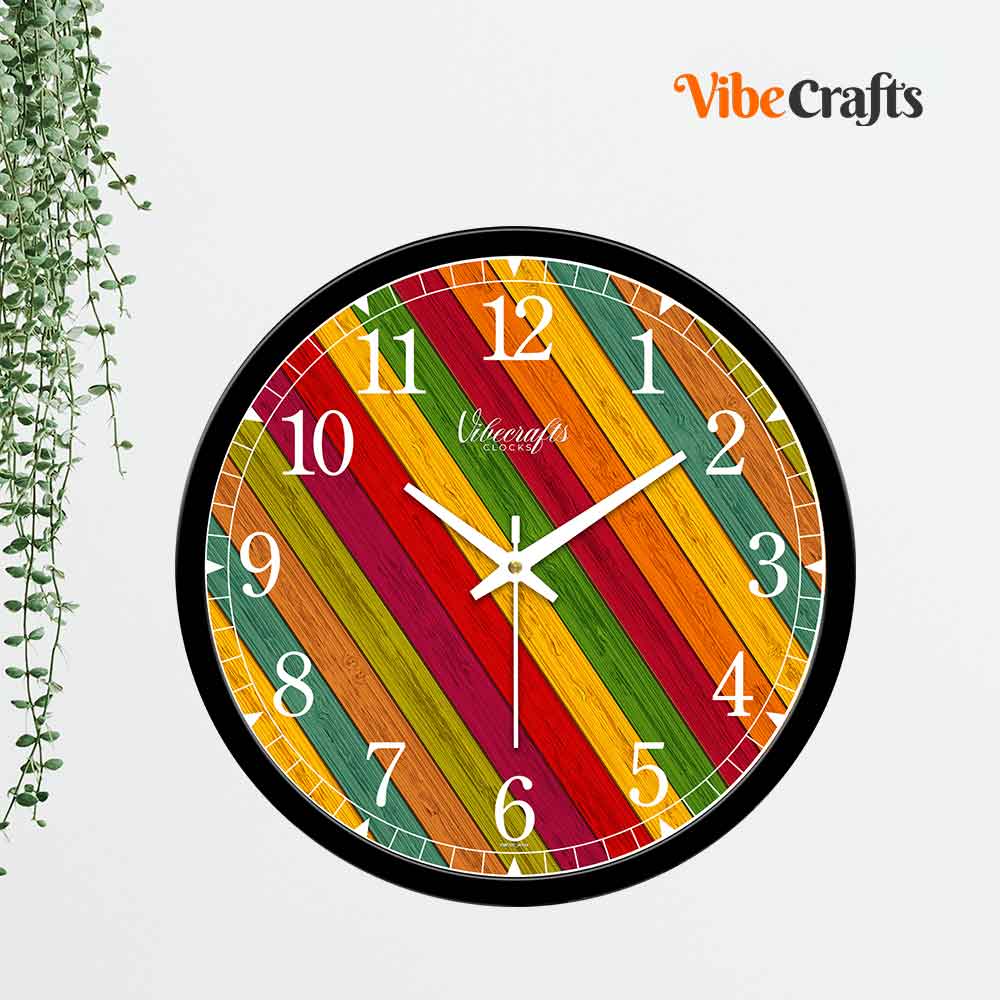 Colorful Wooden Texture Wall Clock
