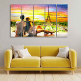 Sunset Paris Canvas Wall Painting 5 Pieces