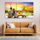  Watching Sunset Paris Canvas Wall Painting 5 Pieces