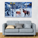 Deer in Snowy Forest Canvas Wall Painting