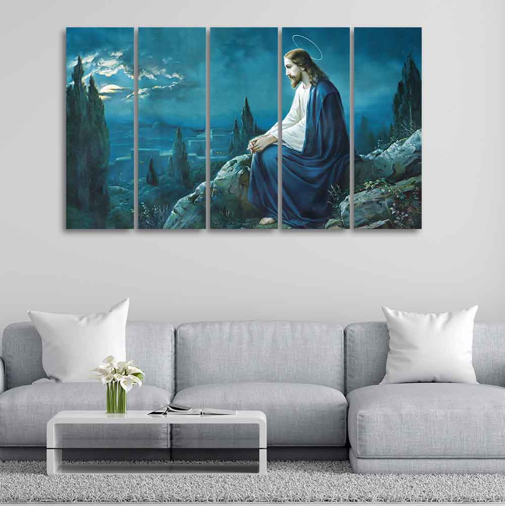 God Jesus in Forest Canvas Wall Painting