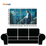 God Jesus in Forest Canvas Wall Painting 5 Pieces